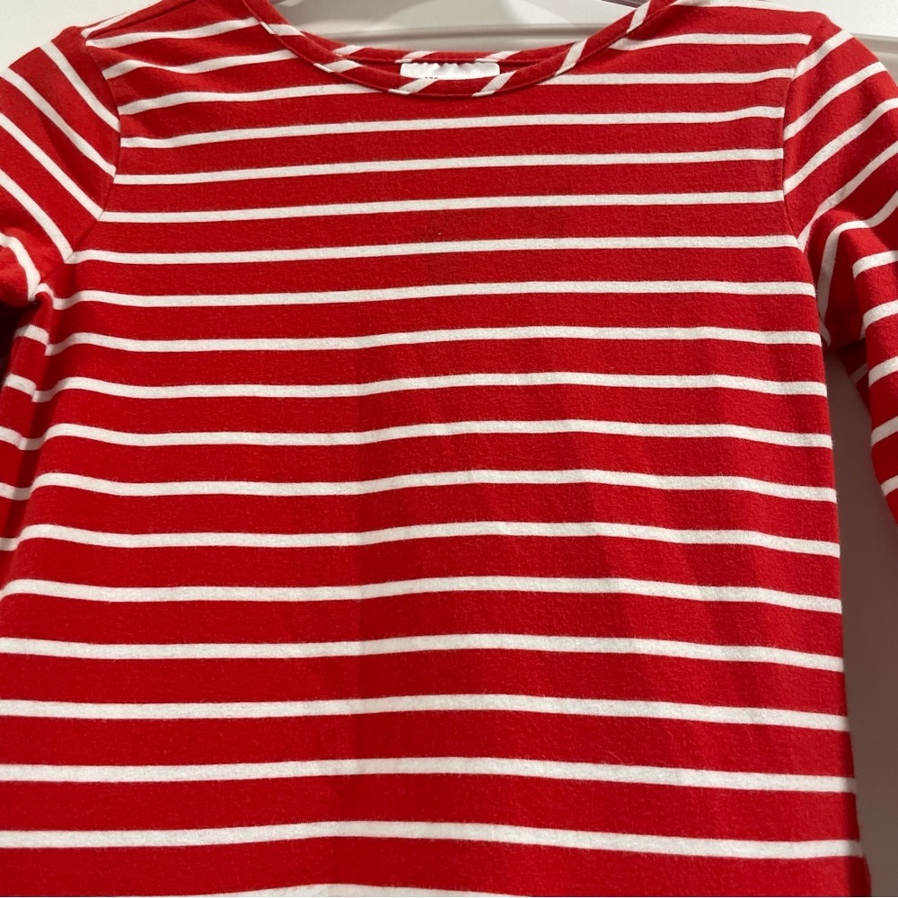 Hanna Andersson Twirl Long Sleeve Dress Girl's 8 Ruffles Red Blue White Stripes - Picture 3 of 6